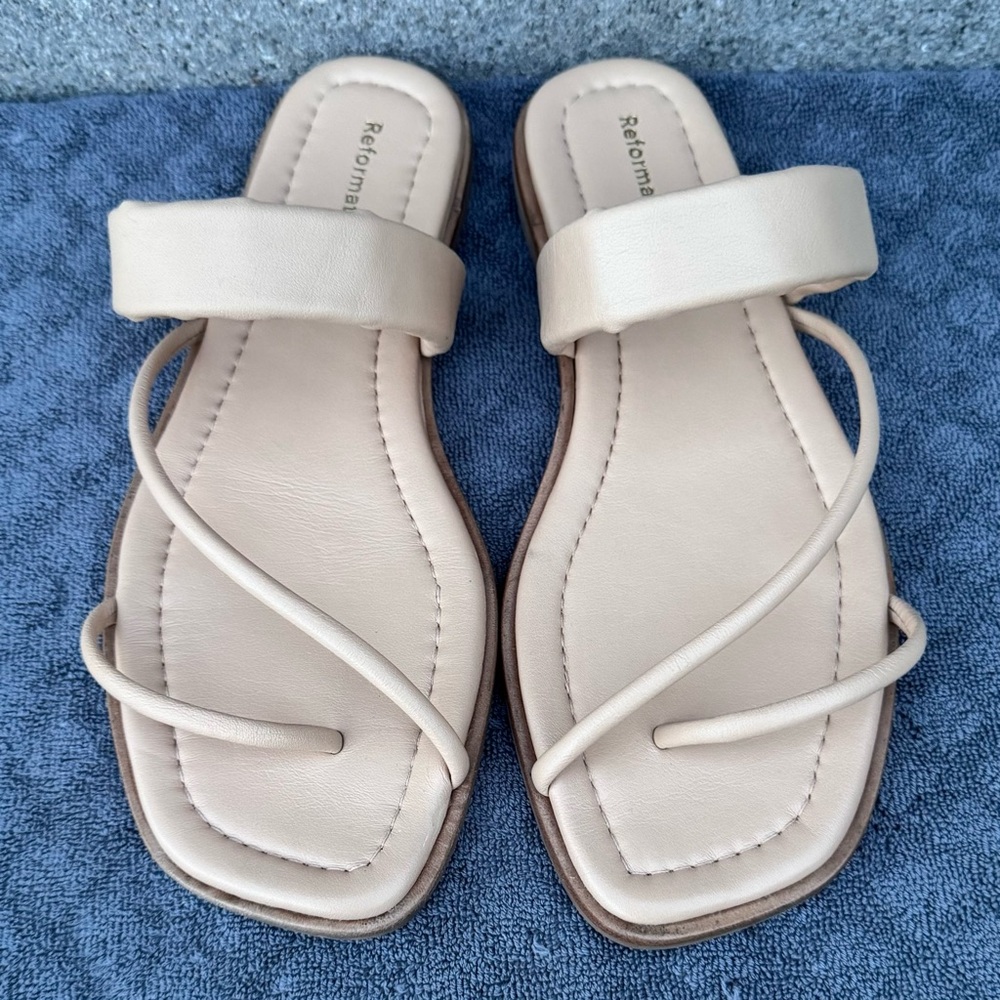 Reformation Laurel Tubular Leather Women Sandals Porcini/Nude Size 6
